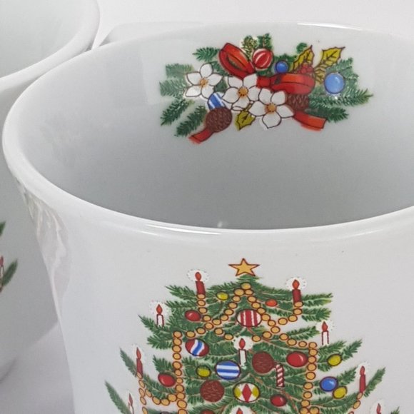 TIENSHAN (Fairfield) Fine China Mugs Teacups Christmas Tree & Cake Lifter - Picture 4 of 16